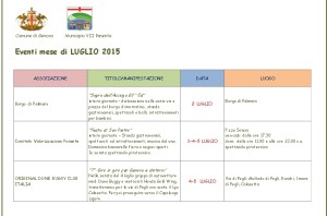 Eventi Mese di Luglio 2015